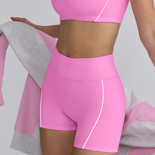 Spring Summer Yoga Clothes White Edge Lines High Strength High Waist Hip Lift Running Workout Shorts