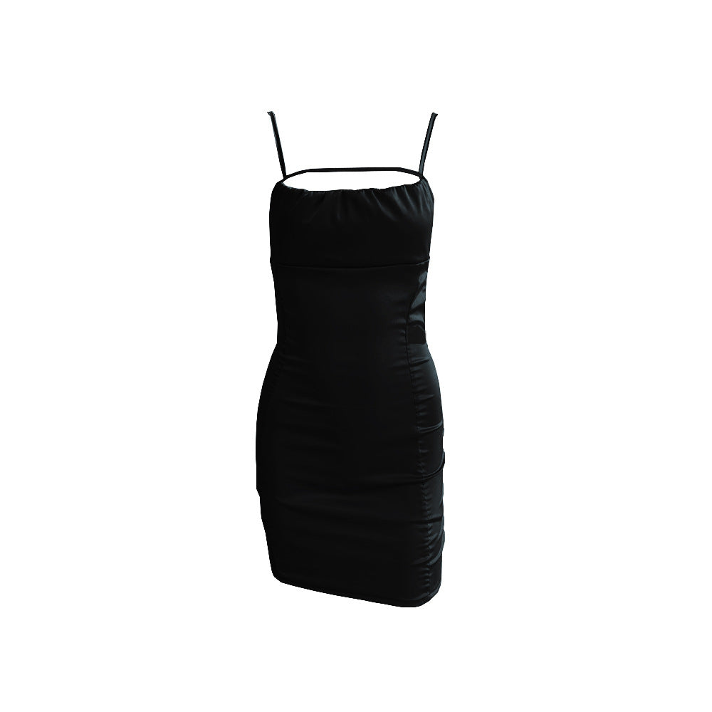 Summer Strap Low Collar Backless Sexy Slim Dress Dress Women Short Dress